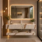Vanitorio Flotante con Espejo LED | Lavamanos Integrado | Diseño Mármol Blanco - Miniatura 3