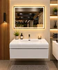Vanitorio Flotante Completo Blanco 80 cm Con Espejo LED - Miniatura 3