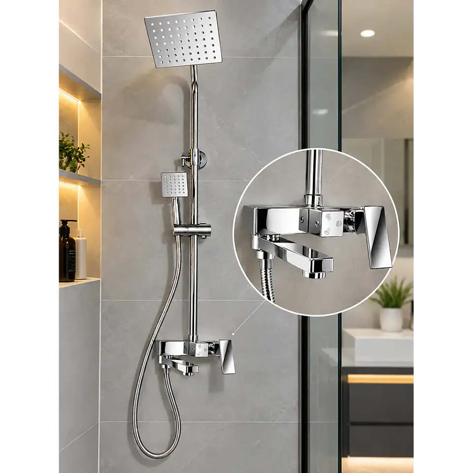 Set de Ducha con Monomando Cromado Premium 1