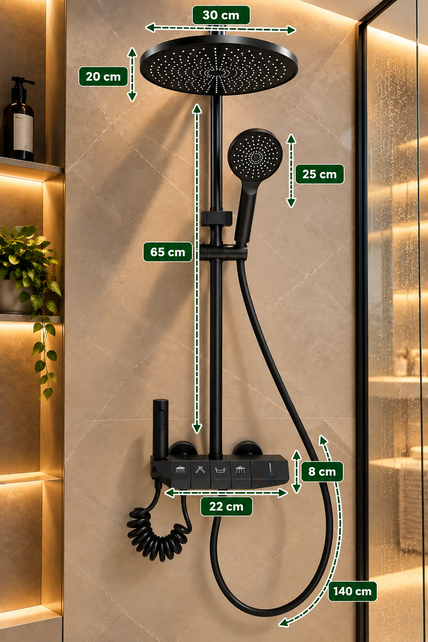 Kit de Ducha con Columna Multifunción Con Modulo Redondo 2