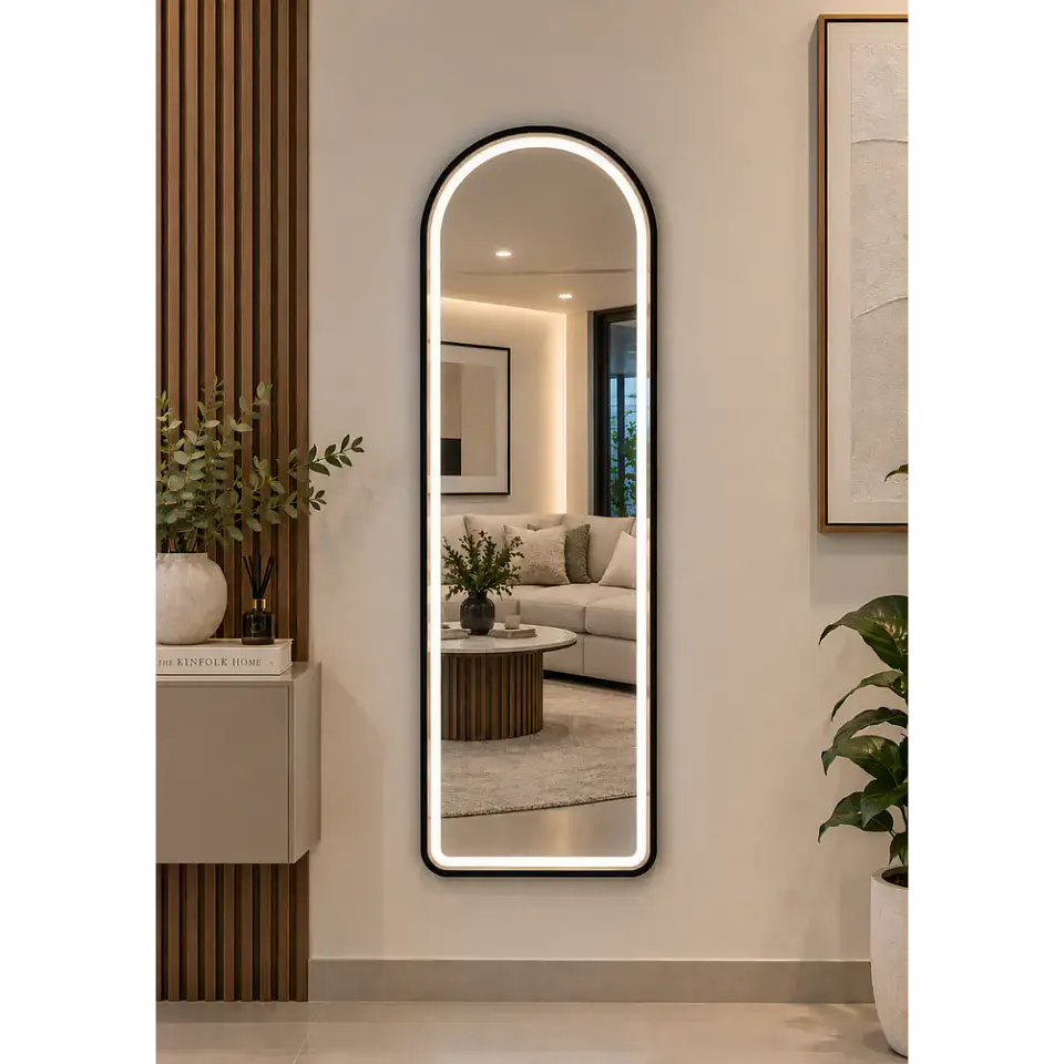 Espejo LED De Cuerpo Entero Negro De Muro 50x150 cm Con Opcion De Pedestal 1