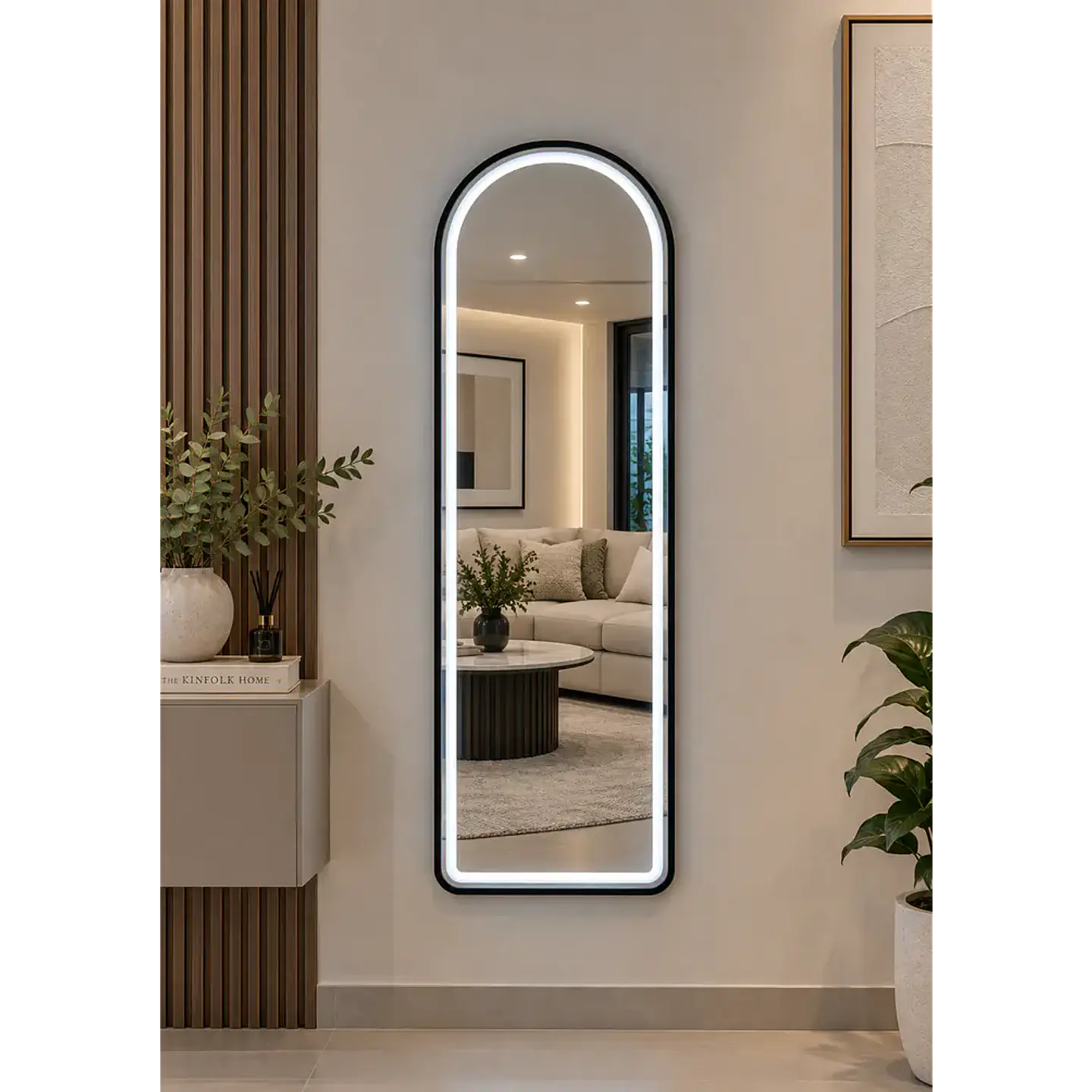 Espejo LED De Cuerpo Entero Negro De Muro 50x150 cm Con Opcion De Pedestal 2