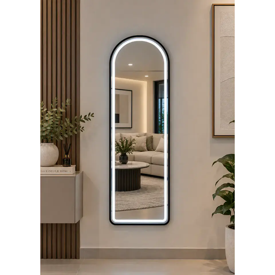 Espejo LED De Cuerpo Entero Negro De Muro 50x150 cm Con Opcion De Pedestal 2