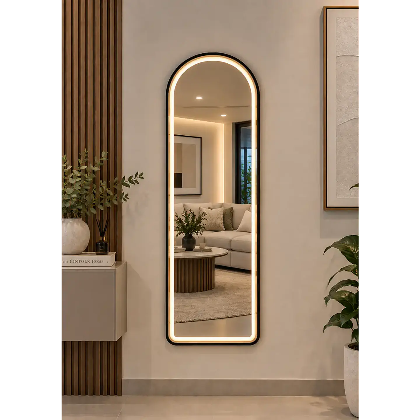 Espejo LED De Cuerpo Entero Negro De Muro 50x150 cm Con Opcion De Pedestal 4