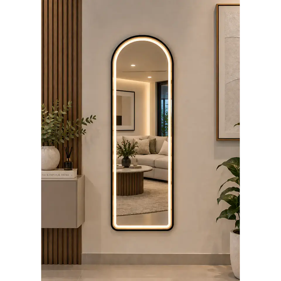 Espejo LED De Cuerpo Entero Negro De Muro 50x150 cm Con Opcion De Pedestal 4