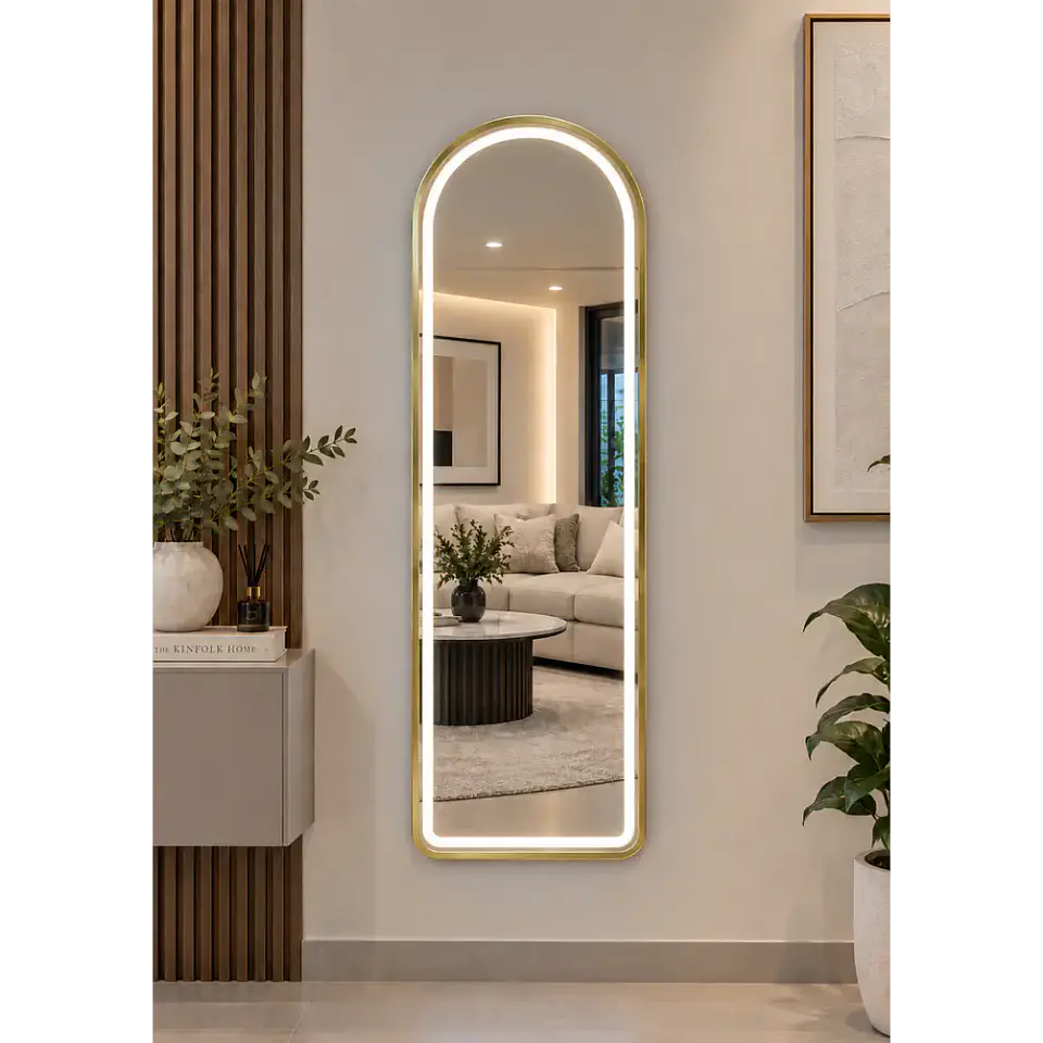 Espejo LED De Cuerpo Entero Dorado De Muro 50x150 cm Con Opcion De Pedestal 2