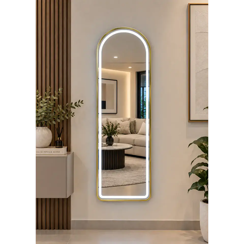 Espejo LED De Cuerpo Entero Dorado De Muro 50x150 cm Con Opcion De Pedestal 3