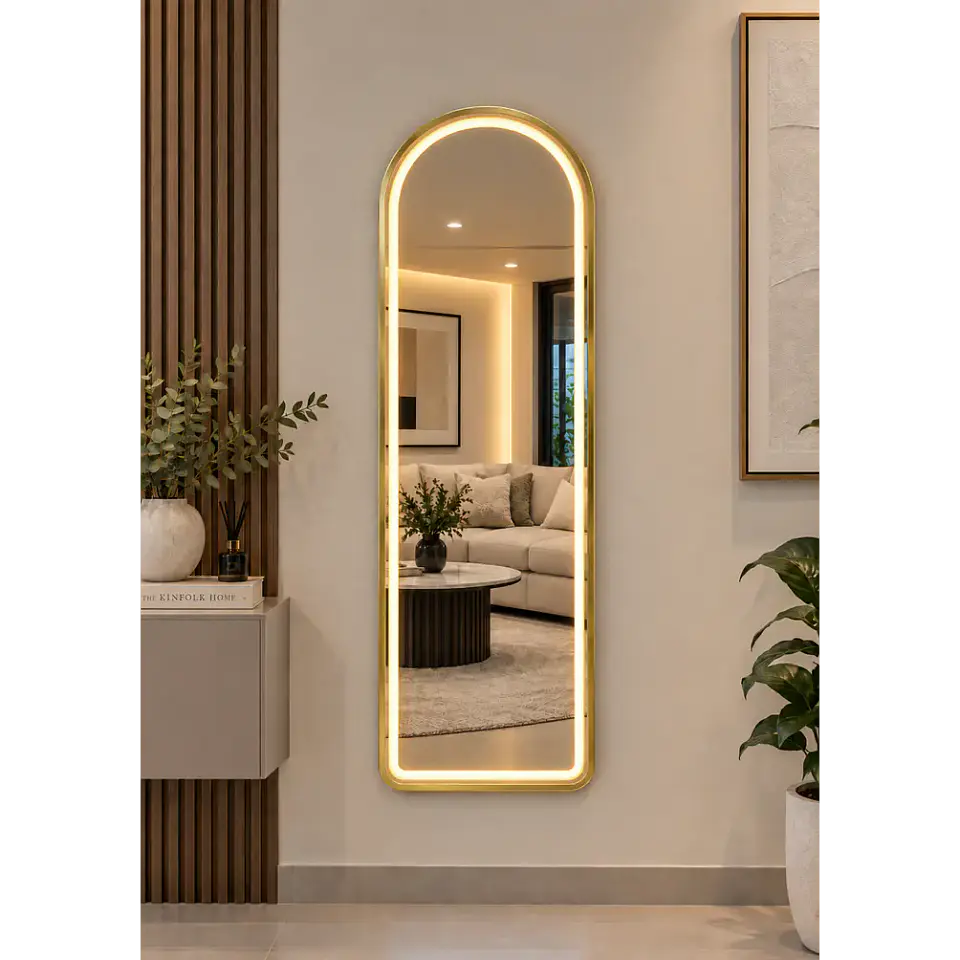 Espejo LED De Cuerpo Entero Dorado De Muro 50x150 cm Con Opcion De Pedestal 4