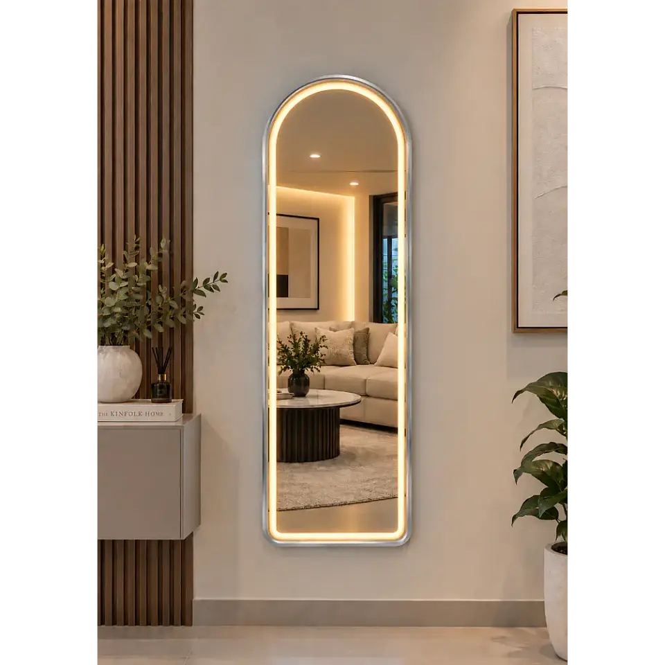 Espejo LED De Cuerpo Entero Plateado De Muro 50x150 cm Con Opcion De Pedestal 2