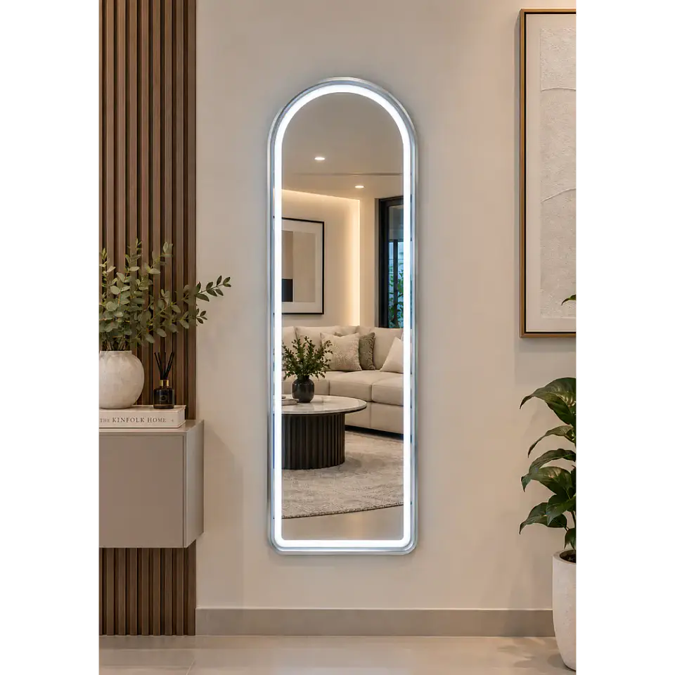 Espejo LED De Cuerpo Entero Plateado De Muro 50x150 cm Con Opcion De Pedestal 3