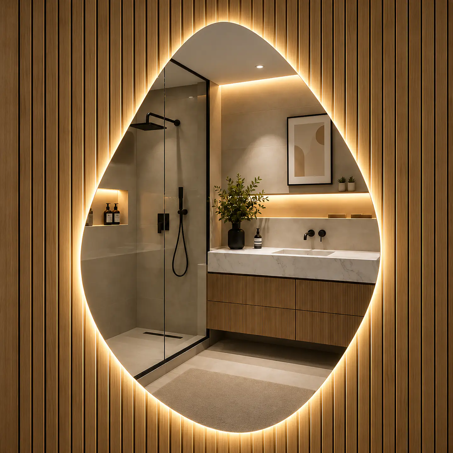 Espejo LED Para Baño Desempañante Sin Marco 60x80 cm 1