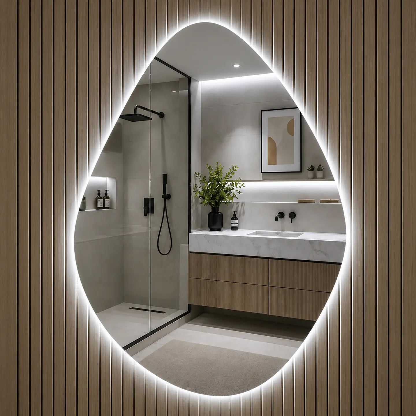 Espejo LED Para Baño Desempañante Sin Marco 60x80 cm 3