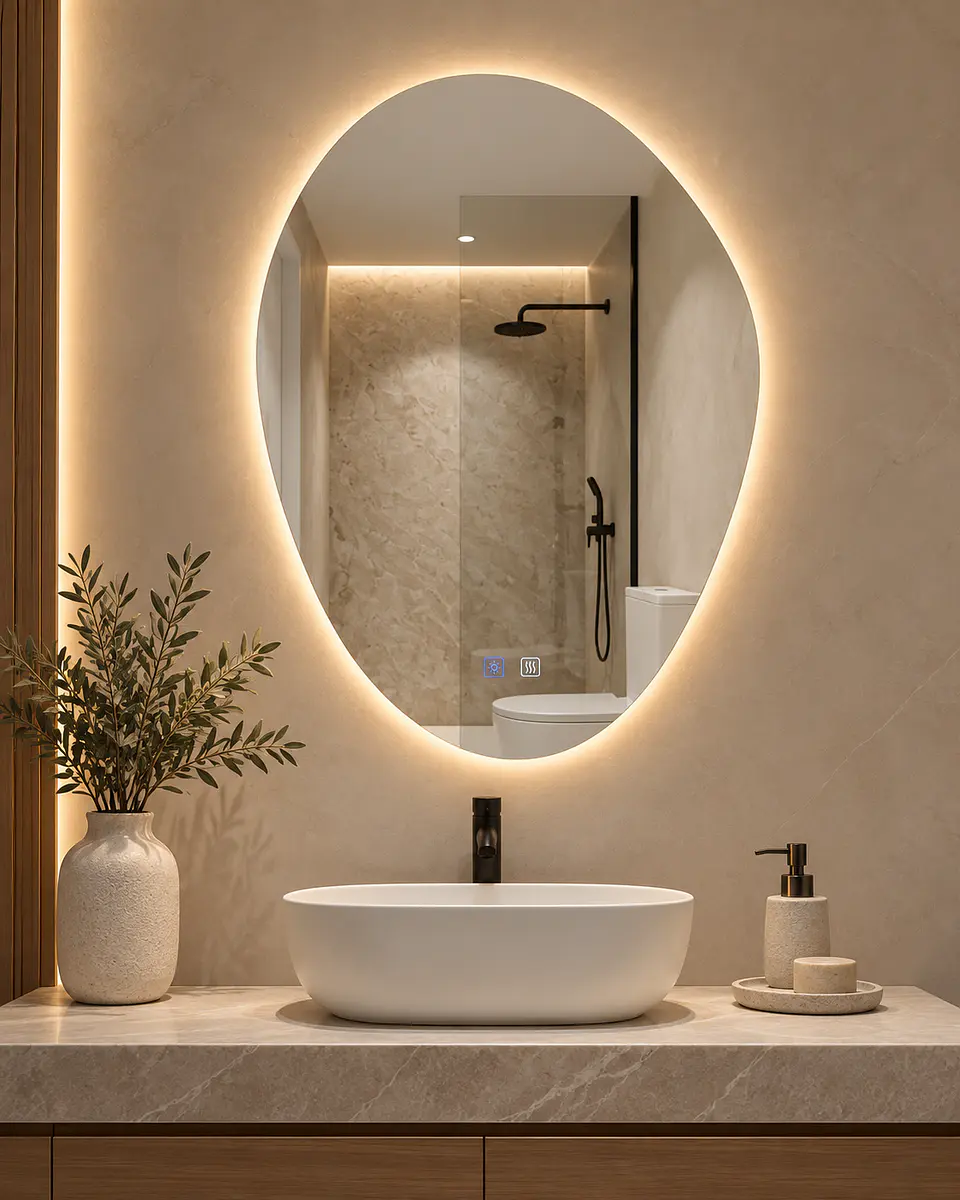 Espejo LED Para Baño Desempañante Sin Marco 60x80 cm 3