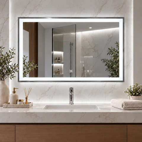 Espejo LED Rectangular Silver 80x60 cm