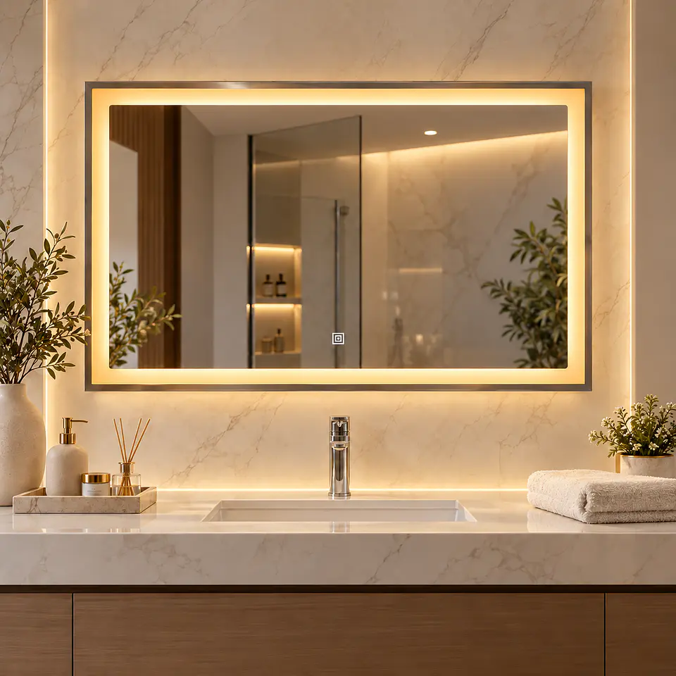 Espejo LED Rectangular Silver 80x60 cm 3