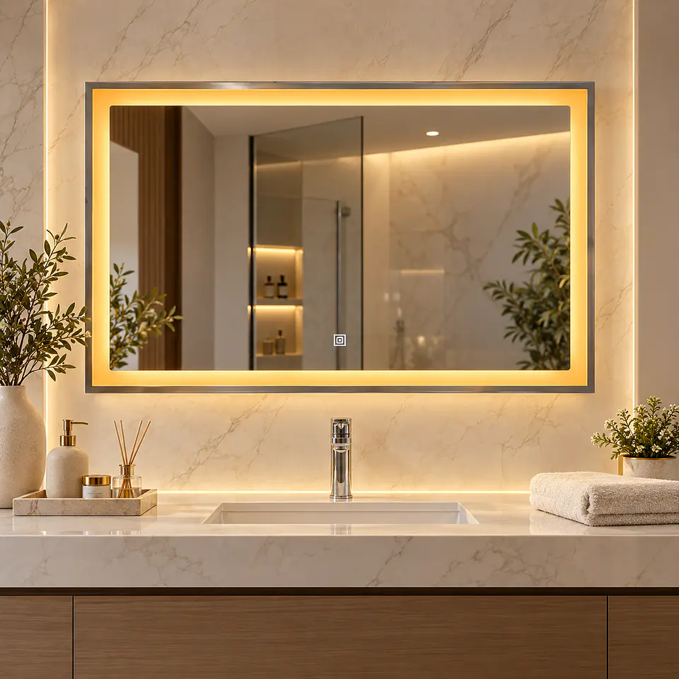 Espejo LED Rectangular Silver 80x60 cm 4