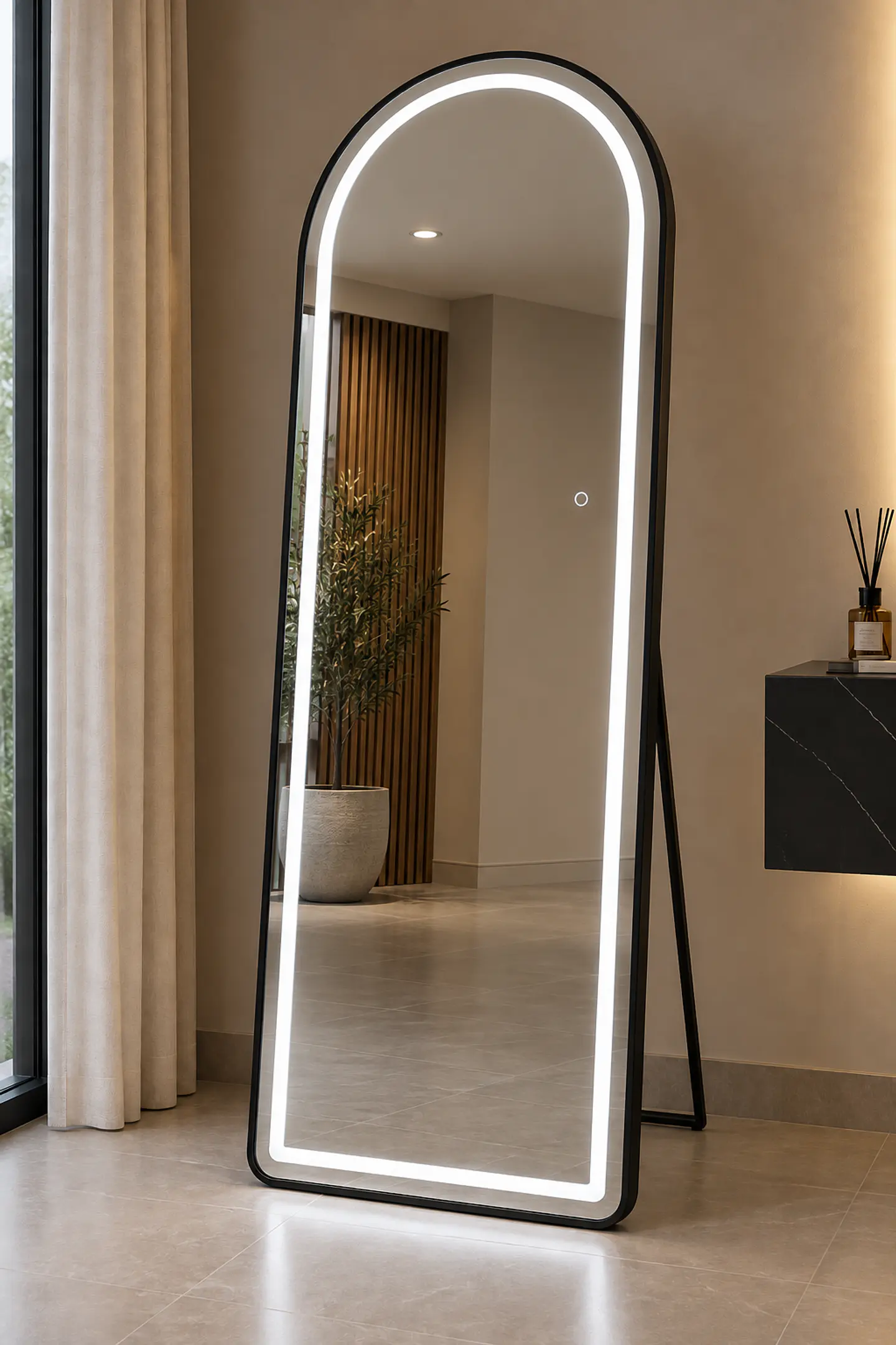 Espejo Cuerpo Entero LED Arco L06 Black 70x180 cm 2