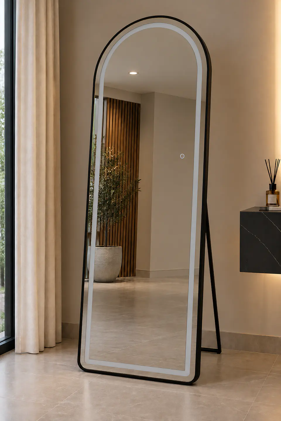 Espejo Cuerpo Entero LED Arco L06 Black 70x180 cm 1