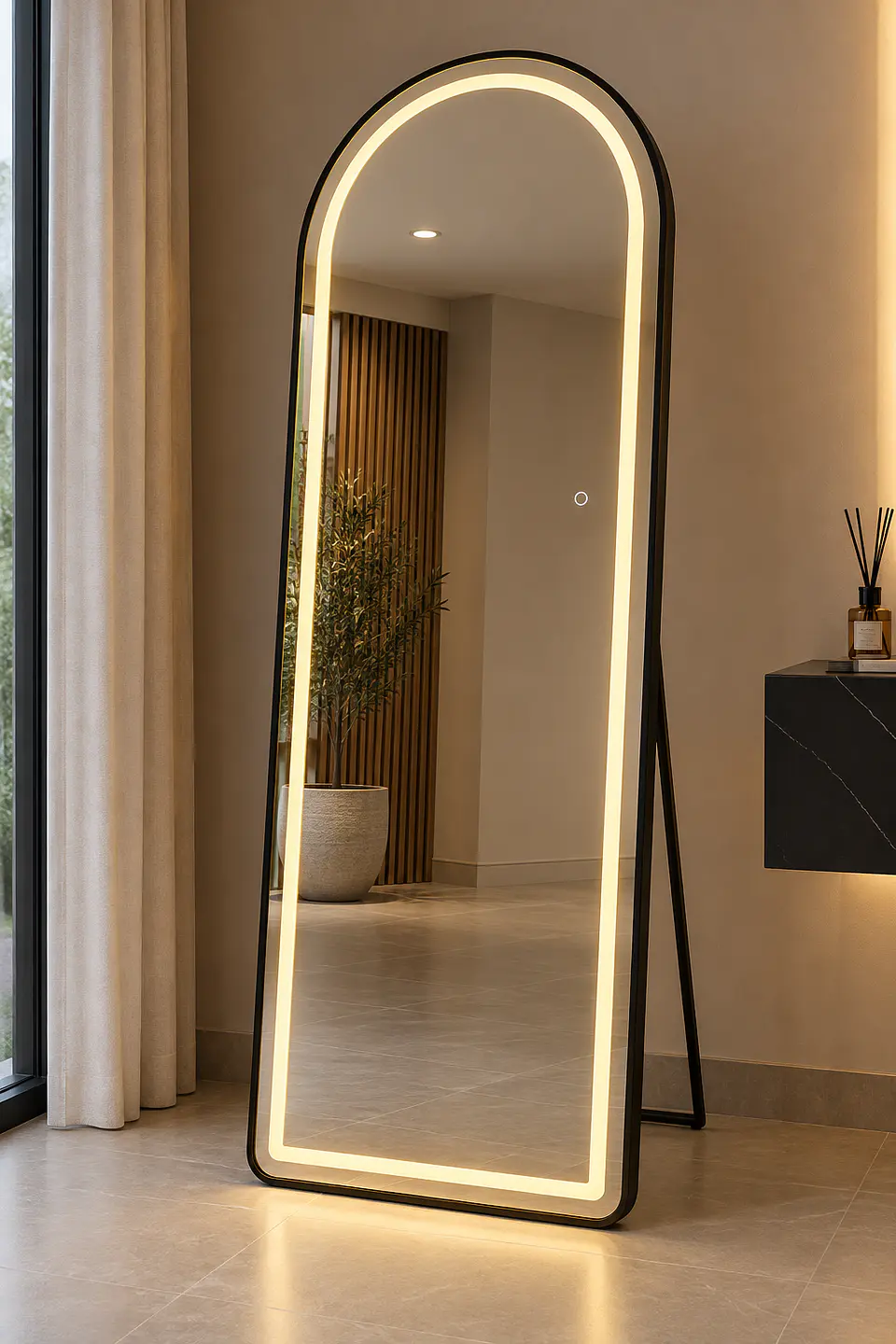 Espejo Cuerpo Entero LED Arco L06 Black 70x180 cm 3