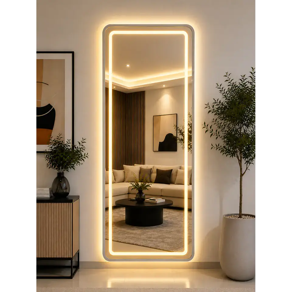 Espejo LED plateado de muro 70x180 cm | Instalación Vertical u Horizontal Con opcion a Pedestal 3