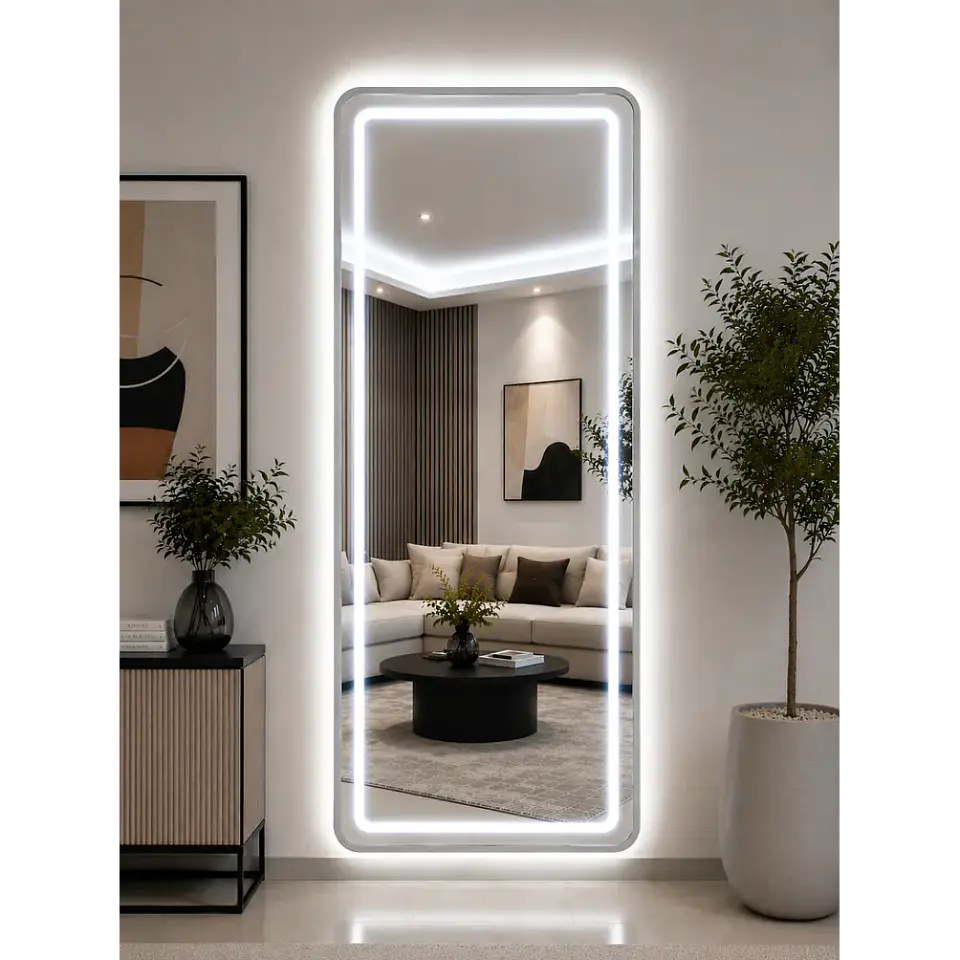Espejo LED plateado de muro 70x180 cm | Instalación Vertical u Horizontal Con opcion a Pedestal 5