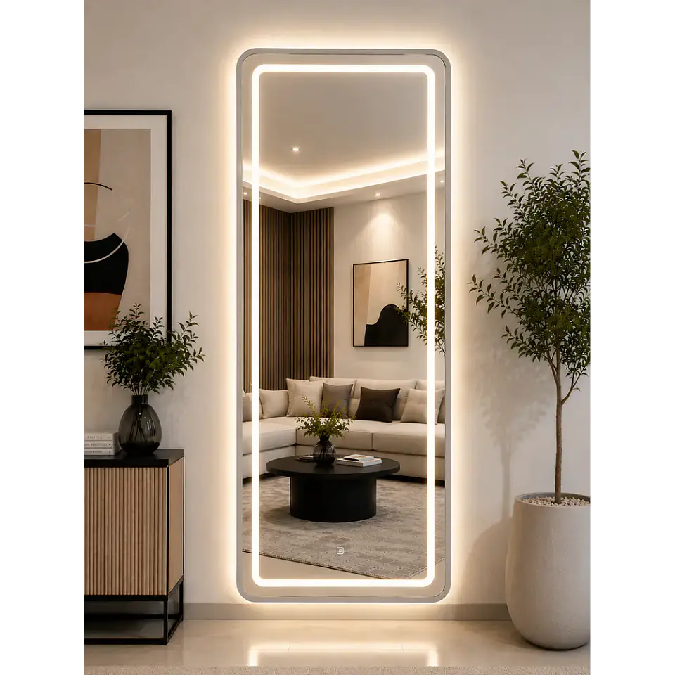 Espejo LED plateado de muro 70x180 cm | Instalación Vertical u Horizontal Con opcion a Pedestal 2