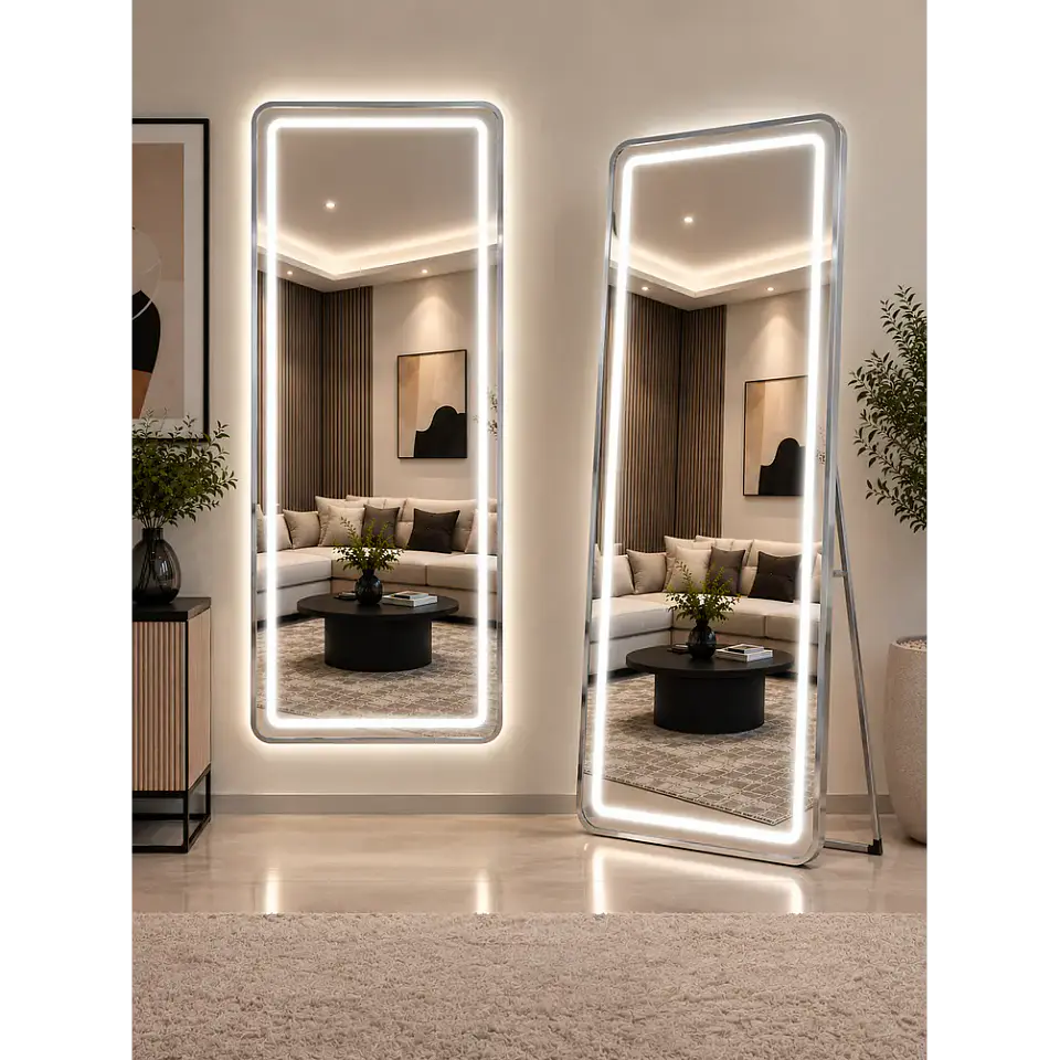 Espejo LED plateado de muro 70x180 cm | Instalación Vertical u Horizontal Con opcion a Pedestal 6