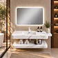 Vanitorio Flotante con Espejo LED | Lavamanos Integrado | Diseño Mármol Blanco - Miniatura 3