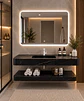 Vanitorio Flotante con Espejo LED | Lavamanos Integrado | Diseño Mármol Negro - Miniatura 5