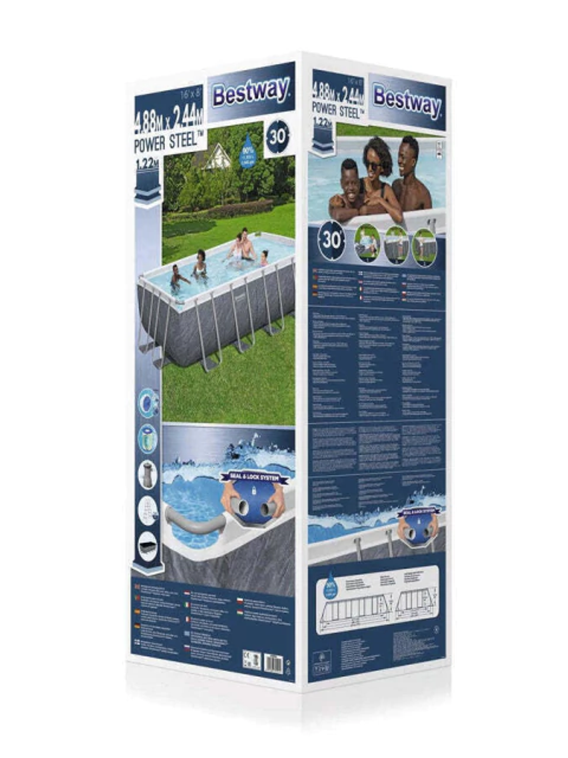 Piscina Bestway Rectangular C/Filtro Gris 4.88MX2.44MX1.22M 7