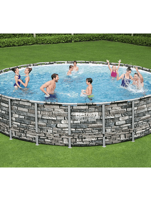Piscina Bestway Redonda Piedra Filtro + Accesorios 6.71MX1.32M