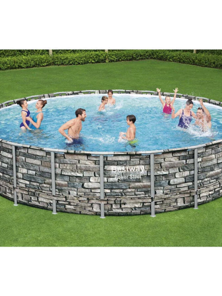 Piscina Bestway Redonda Piedra Filtro + Accesorios 6.71MX1.32M 1