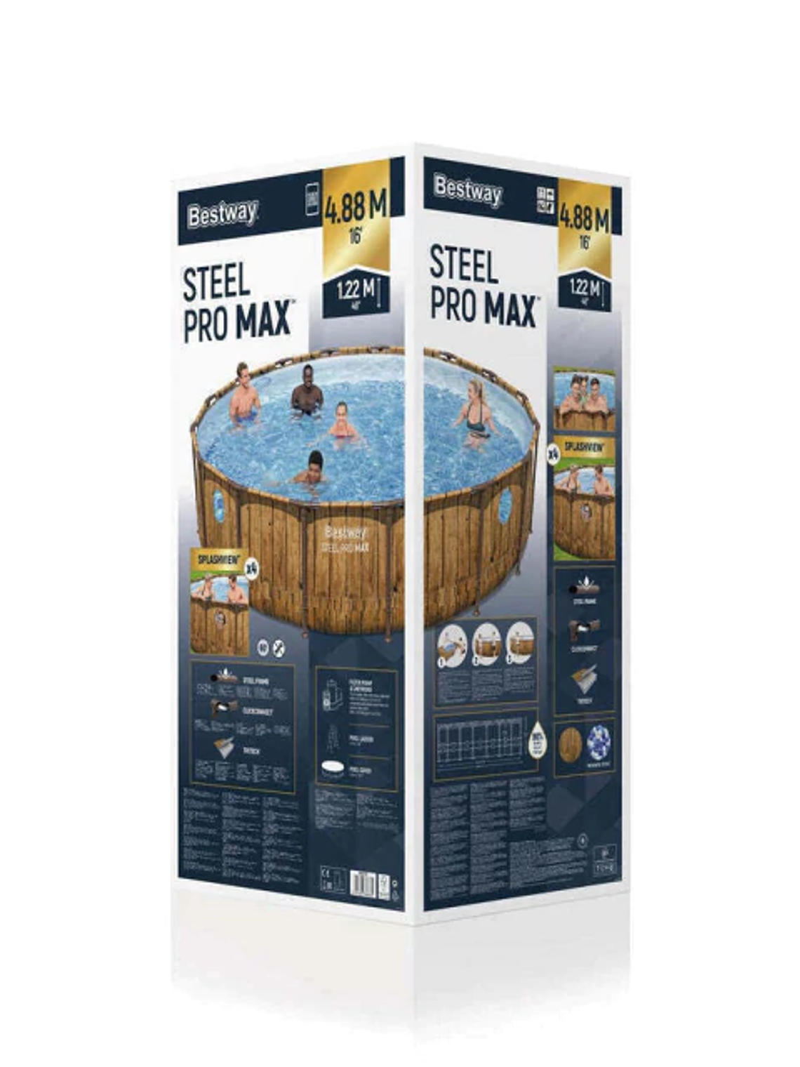 Piscina Bestway Redonda SteelPro Max con ventana 4.88MX1.22M 4