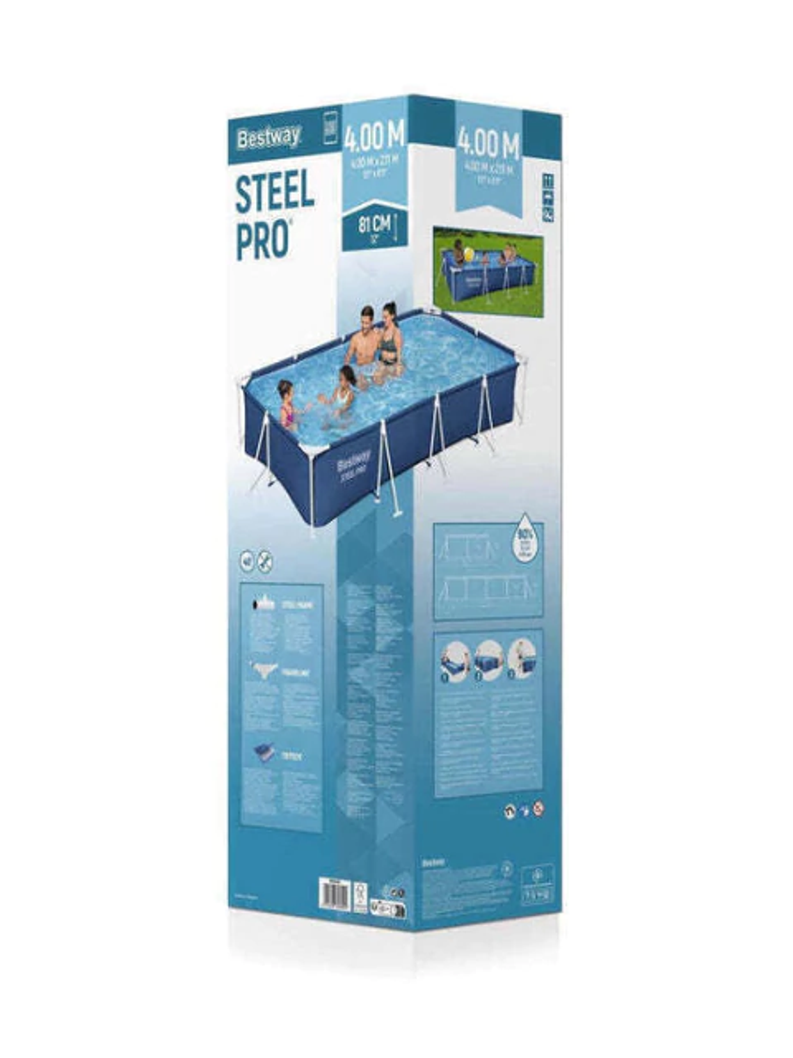 Piscina Bestway Rectangular Steel Pro 4.00MX2.11MX81Cm Azul 3