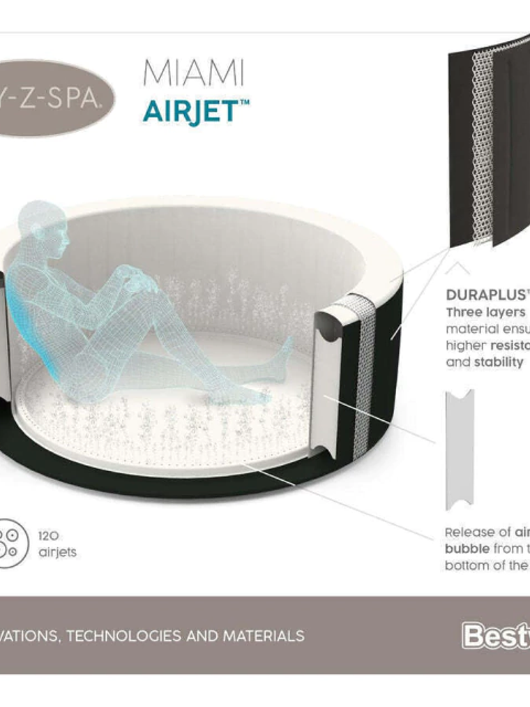 Hot Tub Spa Inflable Miami 4 Personas Bestway 6