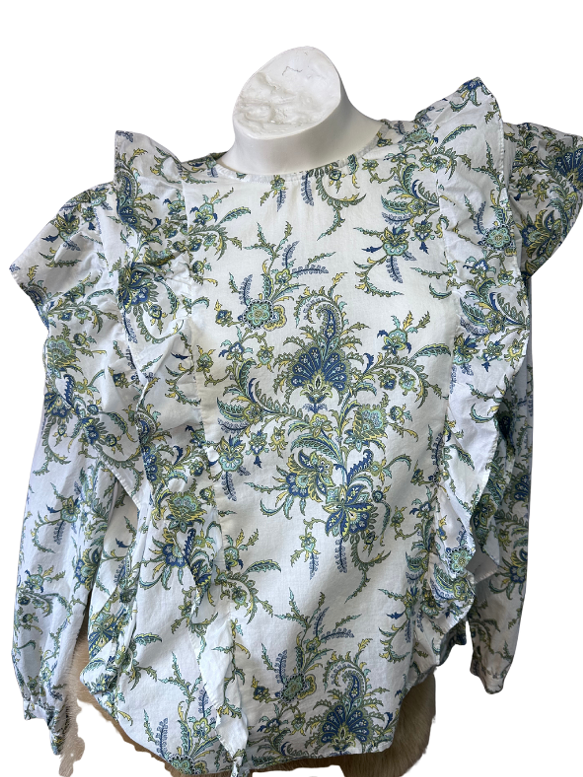 Blusa estampada com elegantes folhos  1