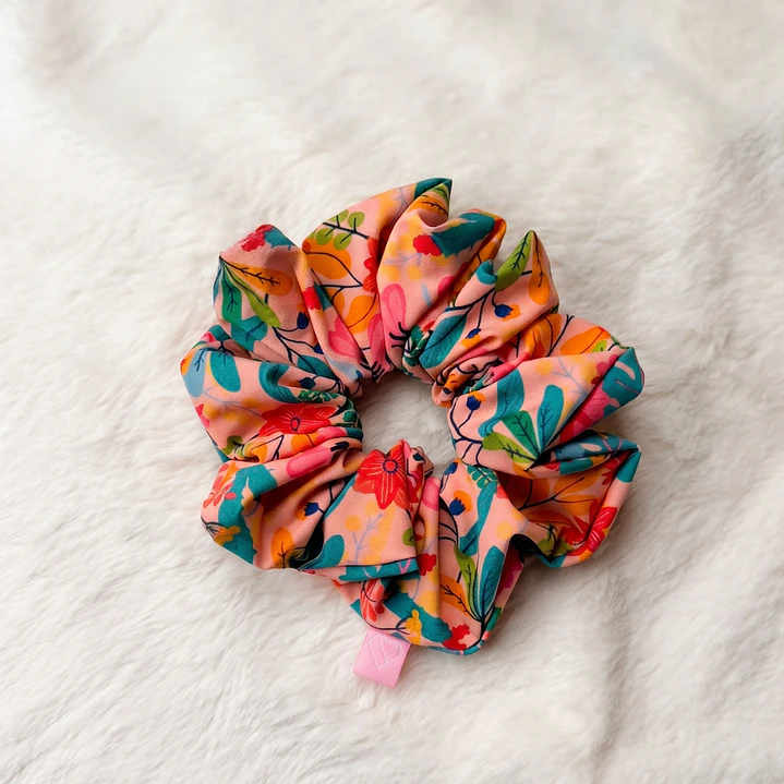SCRUNCHIES  DAMASCO Y FLORES  1