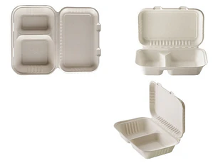 Envase Biodegradable con División (50 Unidades)