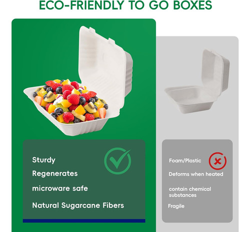 Envase Biodegradable con División (50 Unidades) 3