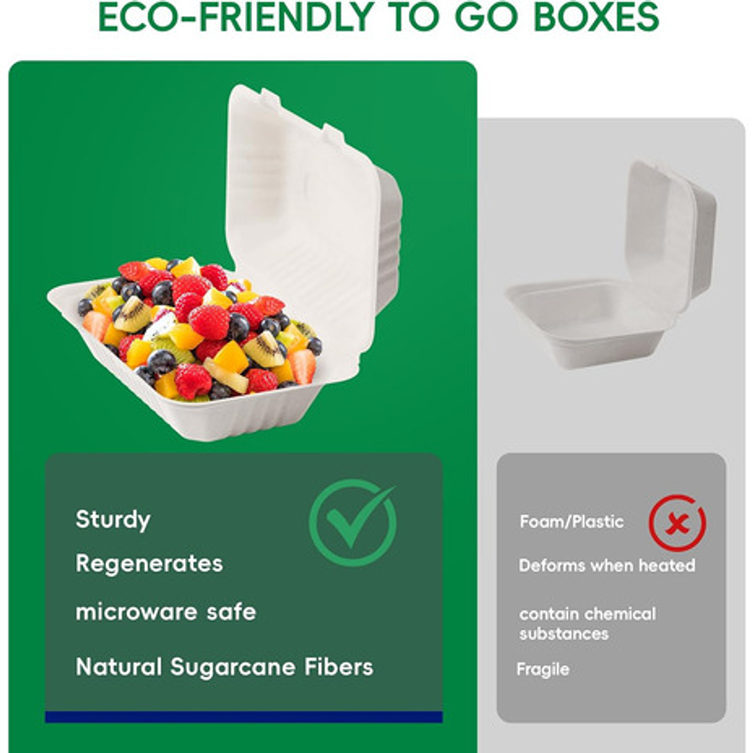 Envase Biodegradable 2 División / Colación / Comida (50 Uds) 2