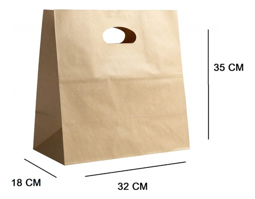 Bolsa Kraft Con Manilla 35x32x18 Cm (25 Unidades) 2