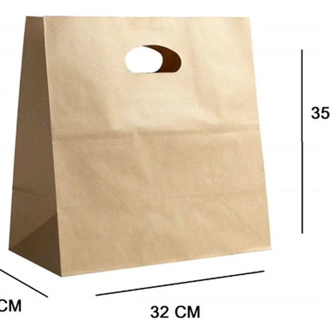 Bolsa Kraft Con Manilla 35x32x18 Cm (25 Unidades) 2