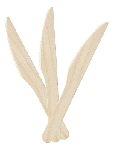 Cuchillos De Madera (cubiertos Ecológicos 100 Unidades) Color Del Mango Textura De Madera Claro 1