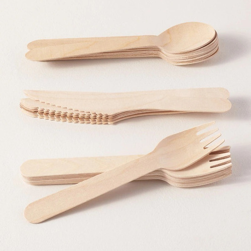 Cuchillos De Madera (cubiertos Ecológicos 100 Unidades) Color Del Mango Textura De Madera Claro 2