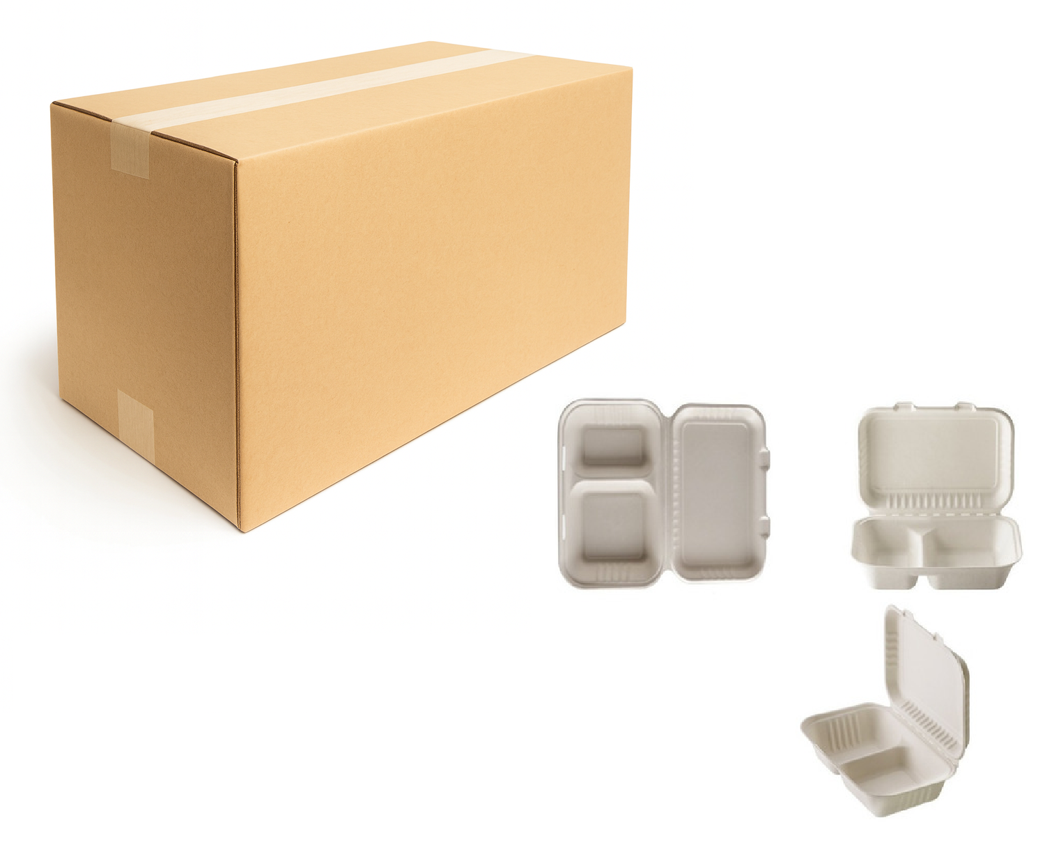 Envase Biodegradable con División (caja 250 Unidades) 2