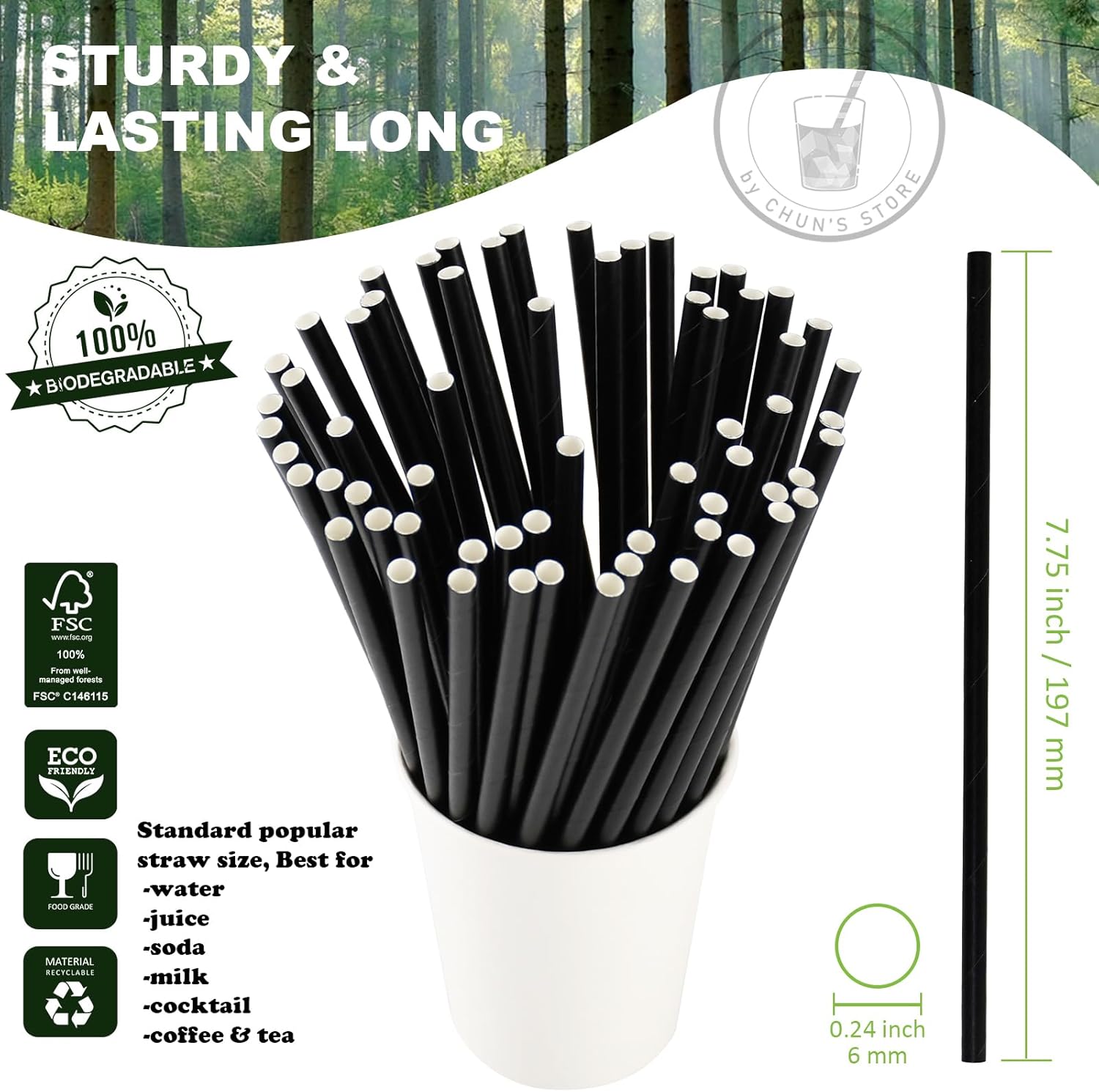 Bombillas De Papel Con Funda (6 X 195 Mm 500 Unidades) 7