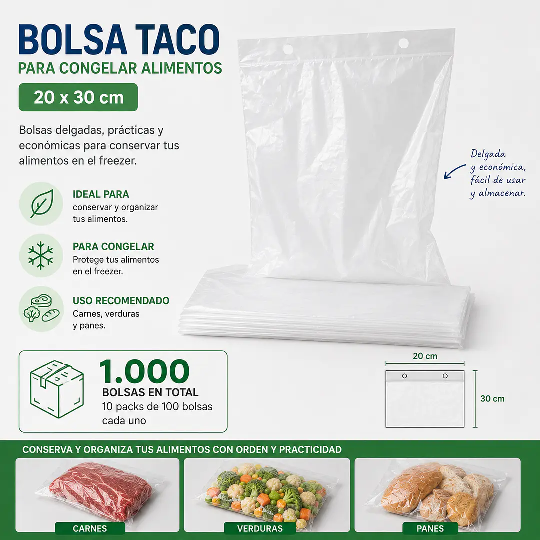 Bolsa Taco Para Congelar Alimentos 20x30 (1.000 Unidades) 1