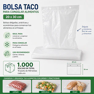 Bolsa Taco Para Congelar Alimentos 20x30 (1.000 Unidades)