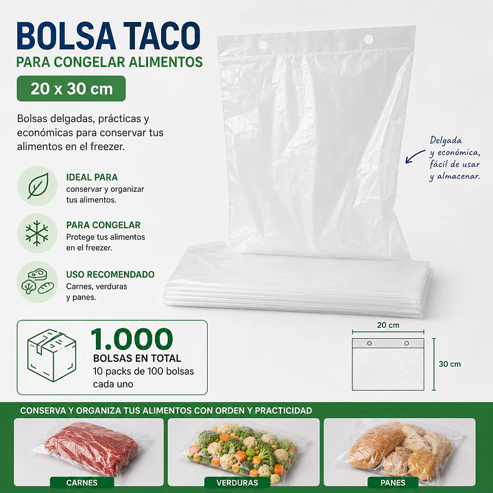 Bolsa Taco Para Congelar Alimentos 20x30 (1.000 Unidades) 1