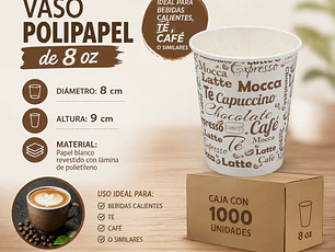 Vaso polipapel 8 oz (caja 1.000 Unidades)